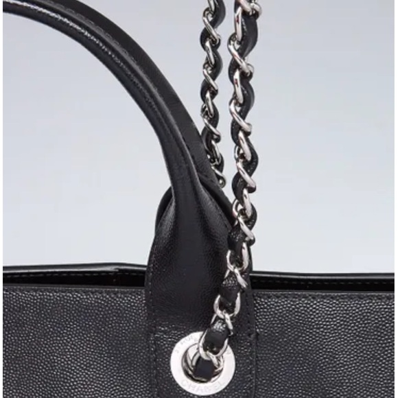CHANEL Black Caviar Leather Studded Large Deauville Tote Bag SHW - Picture 7 of 10